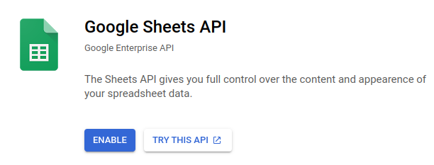 Enable Google Sheets API